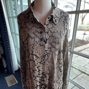 Carol Little semi sheer blouse. Long sleeves. Size XL